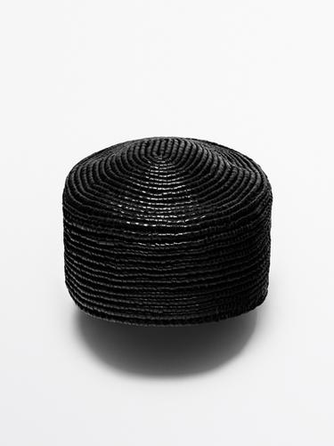 Gorro piel napa trenzado - Negro de Zara