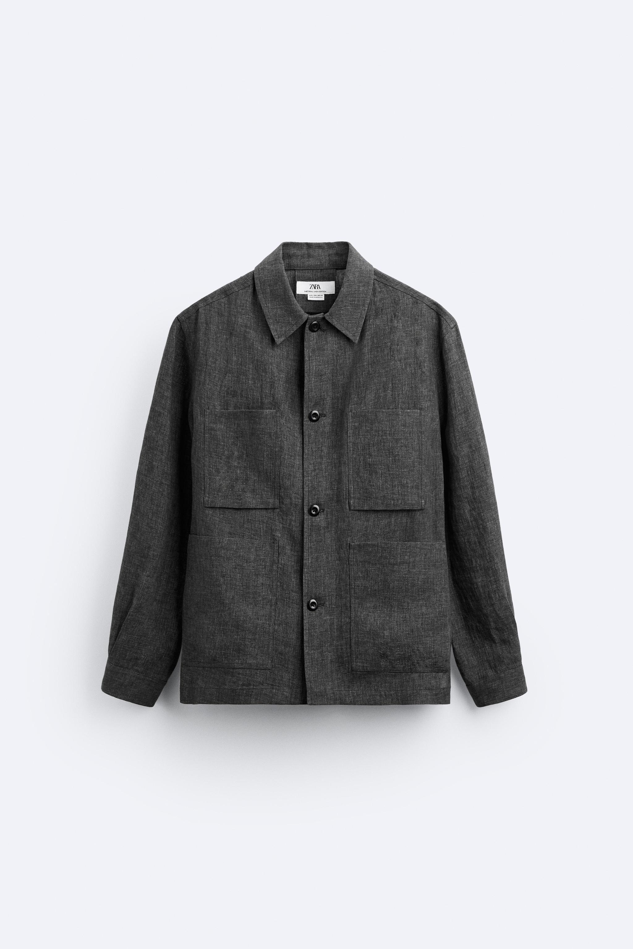 リネン100％ シャツジャケット - グレー | ZARA Japan / 日本