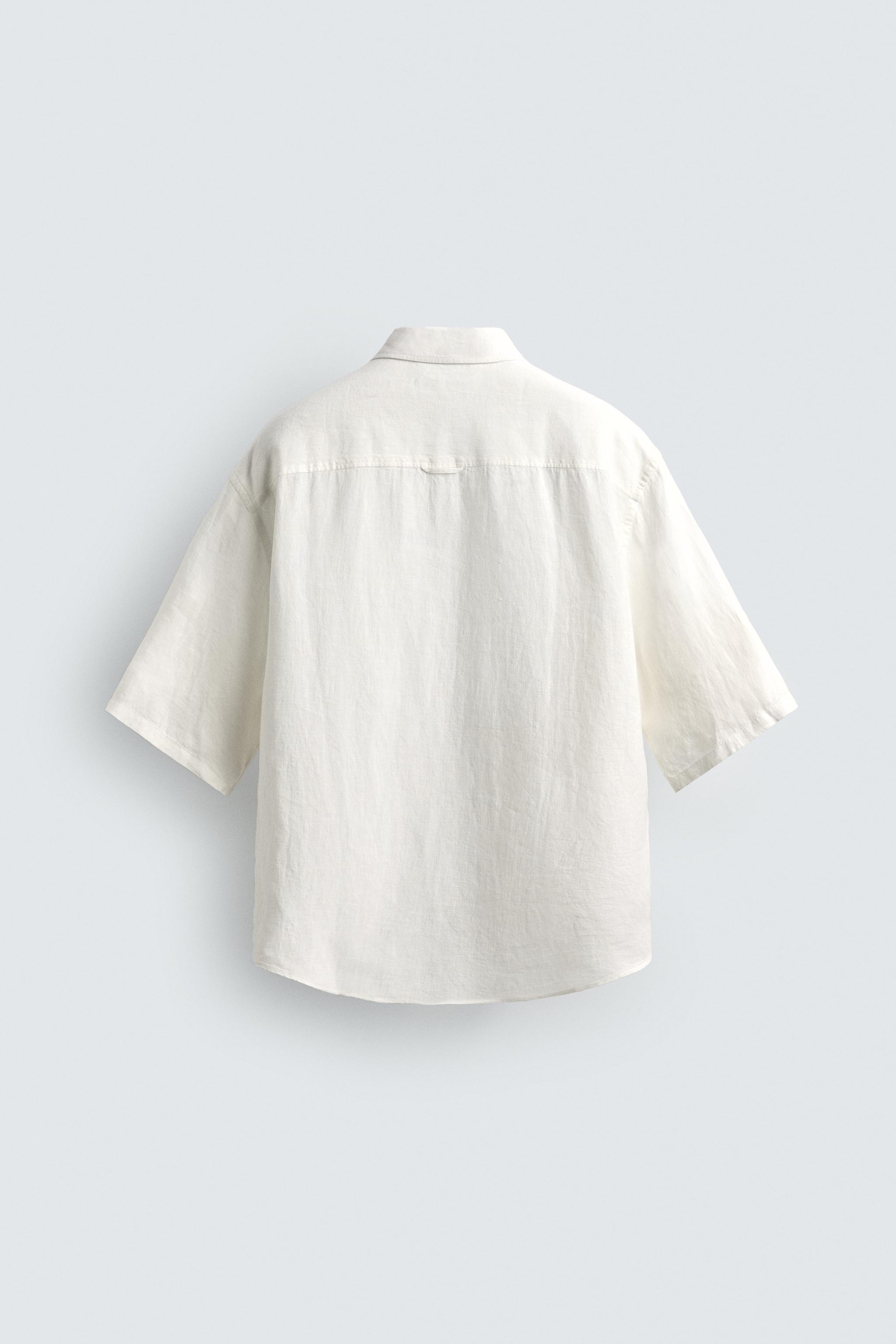ボックスフィットリネン100%シャツ - ホワイト | ZARA Japan / 日本