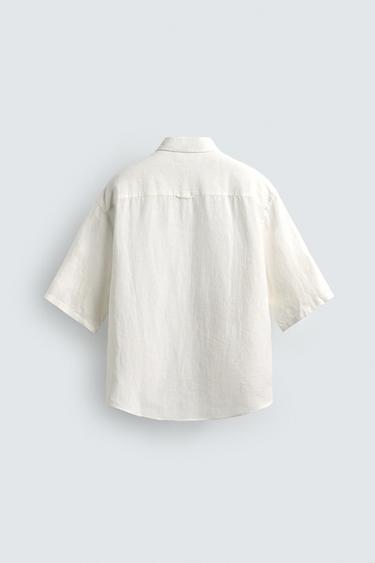 CHEMISE COUPE BOXY 100 % LIN - Blanc de Zara - Image 7