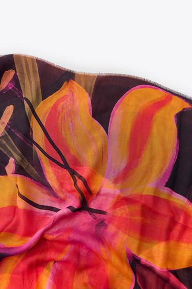 MODAL PRINT SCARF - Black by Zara - Image 4