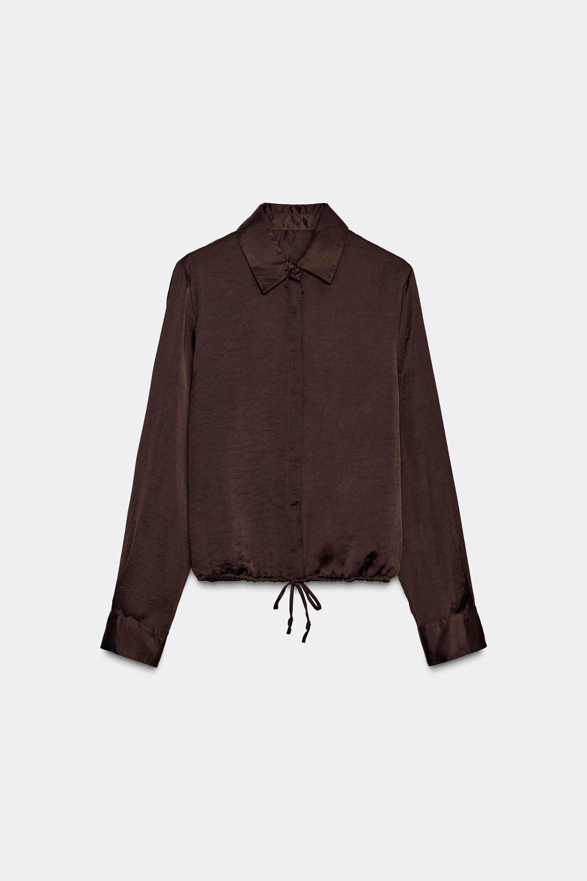 SATIN EFFECT SHIRT ZW COLLECTION - Brown | ZARA United States