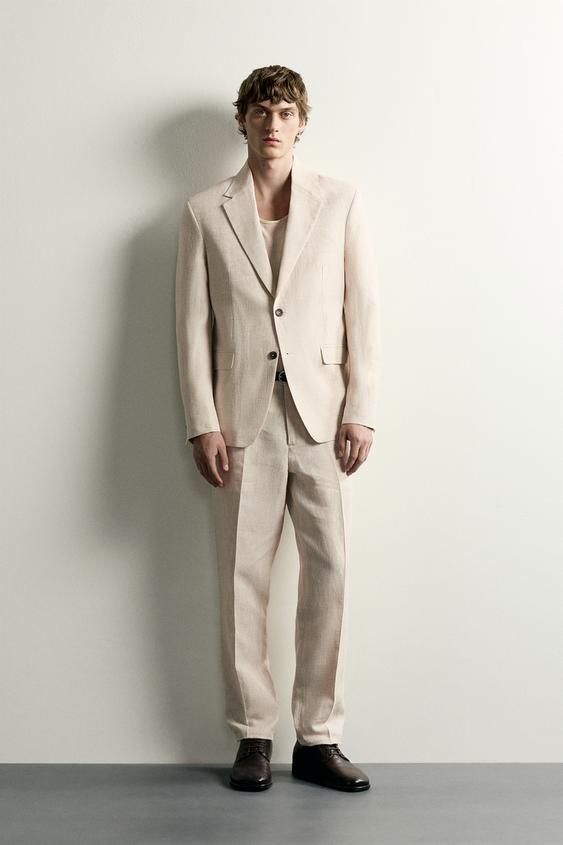 PANTALÓN TRAJE 100% LINO - Beige claro de Zara - Imagen 0