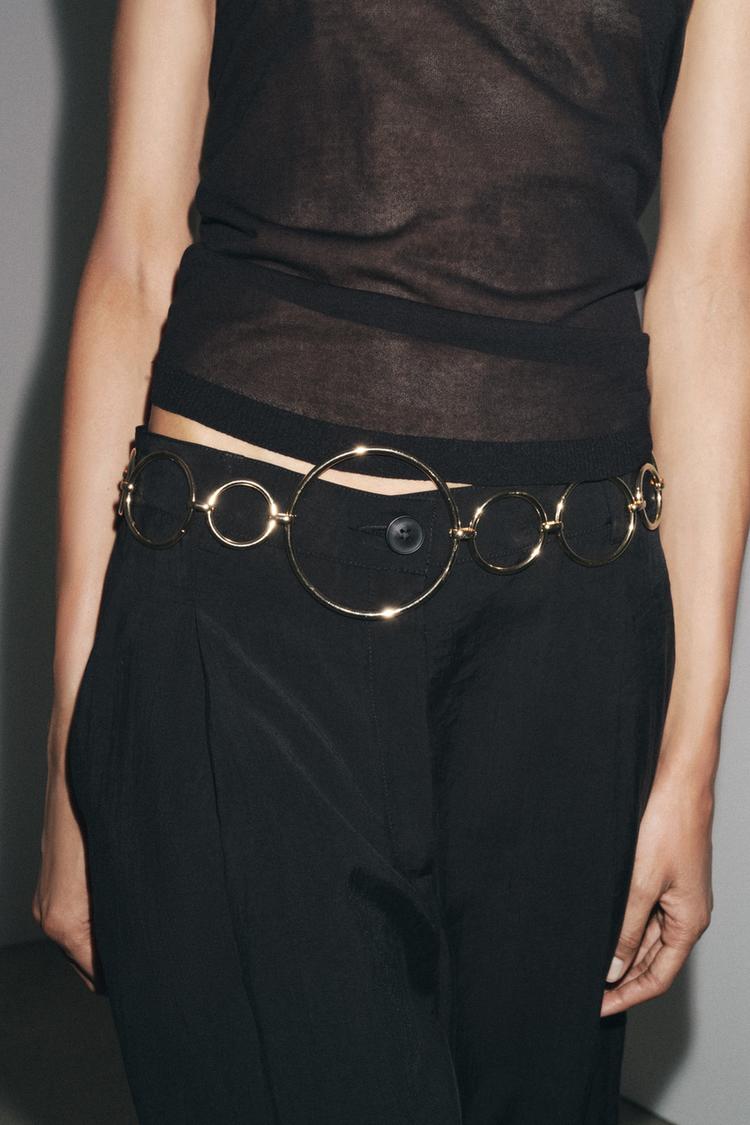 METAL CIRCLE BELT Golden ZARA United States