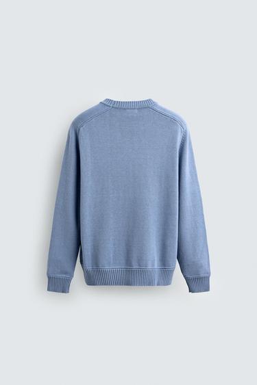 PULL EN COTON - CACHEMIRE - Bleu roi de Zara - Image 7