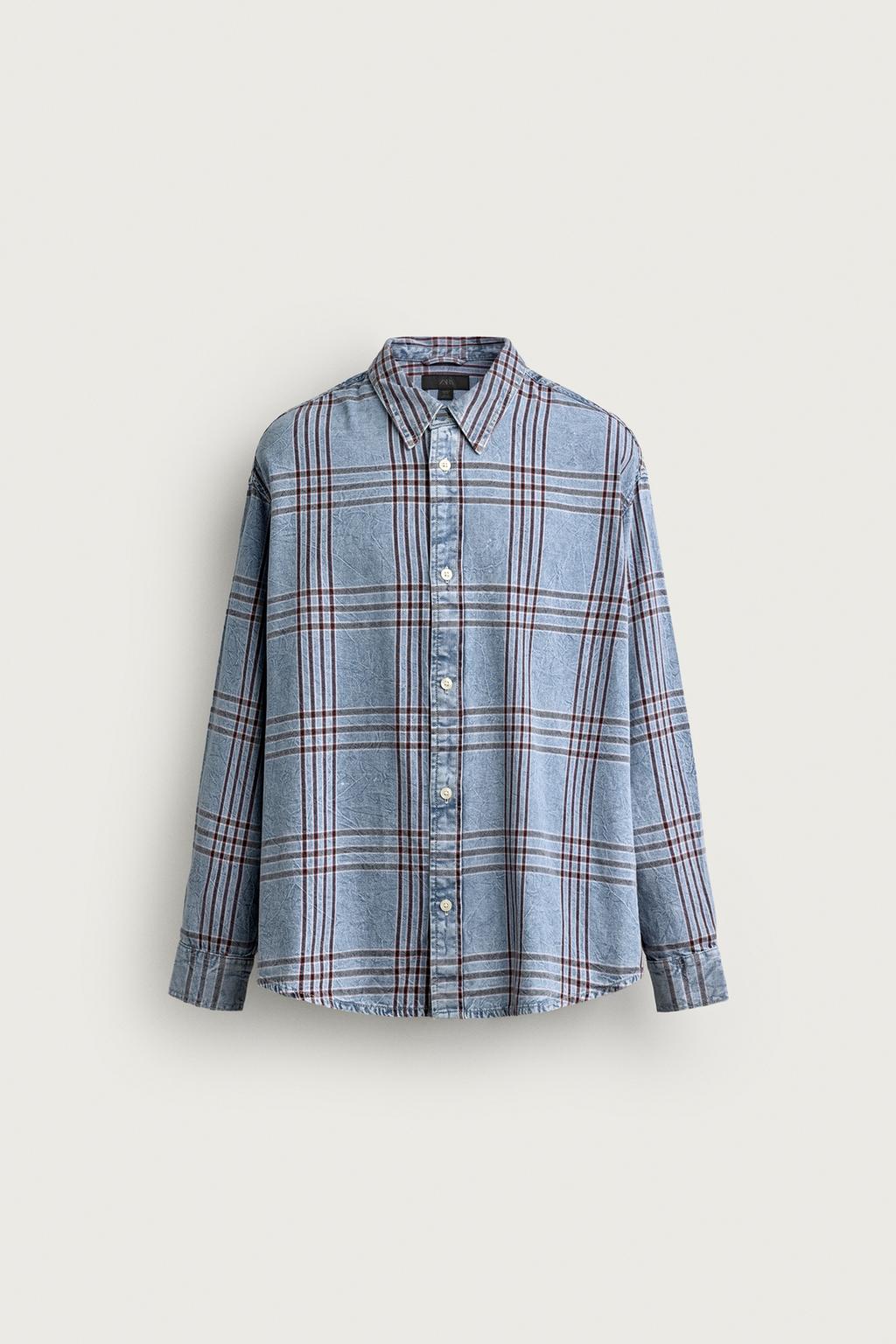 CHECK RELAXED FIT DENIM SHIRT