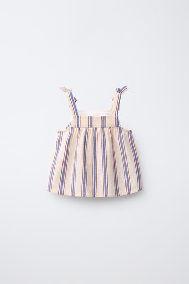 STRIPED TOP WITH CROCHET KNIT DETAIL - Ecru by Zara - Image 1