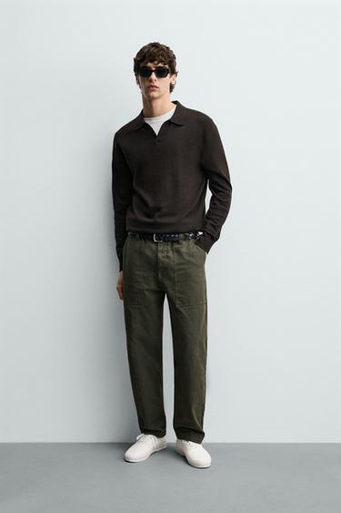 REGULAR FIT KNIT POLO SHIRT - Chocolate by Zara