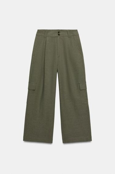 STRAIGHT-LEG CARGO TROUSERS - Khaki by Zara - Image 0
