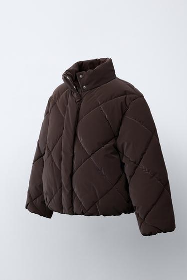 RUBBERISED PUFFER JACKET - Brown by Zara - Image 1