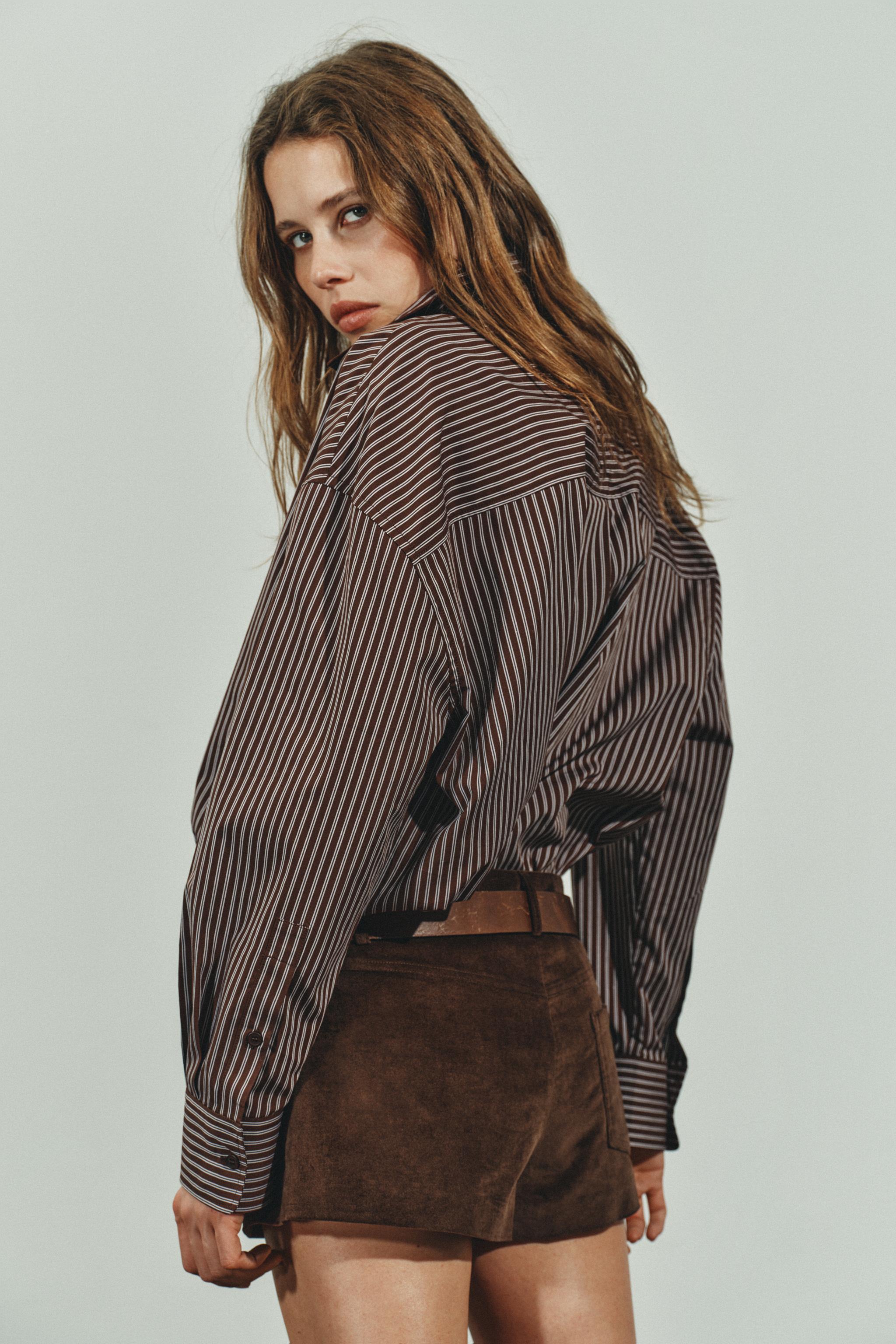STRIPED OVERSIZED POPLIN SHIRT