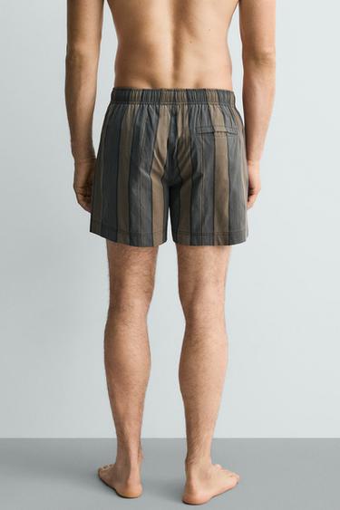 MAILLOT DE BAIN MI-LONG À RAYURES - Gris de Zara - Image 2
