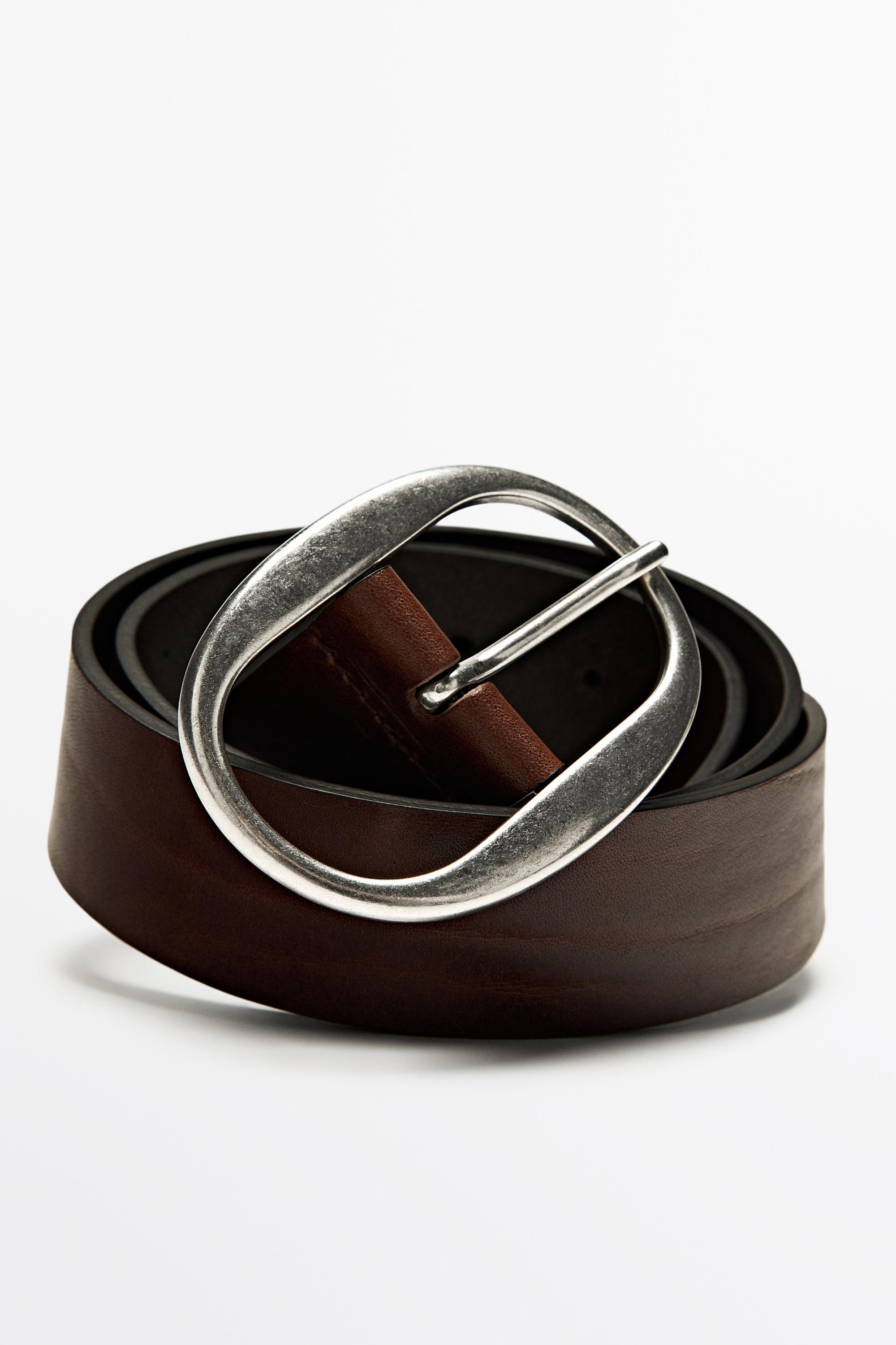 Ceinture en cuir nappa avec boucle ovale