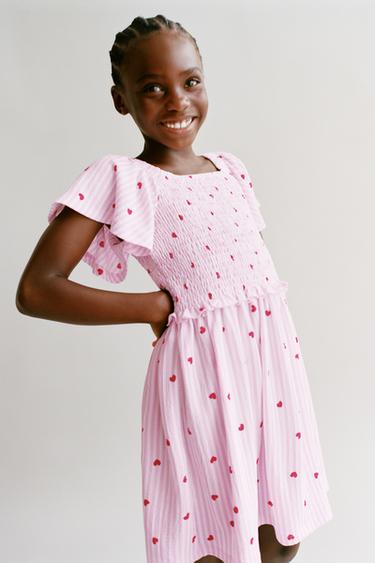 STRIPED AND HEART PRINT DRESS - Pink by Zara