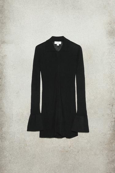 Zara WOOL SILK KNIT DRESS LUDOVIC DE SAINT SERNIN x ZARA - Black