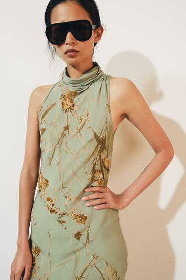 ZW COLLECTION PRINTED LONG DRESS - Mid-green by Zara