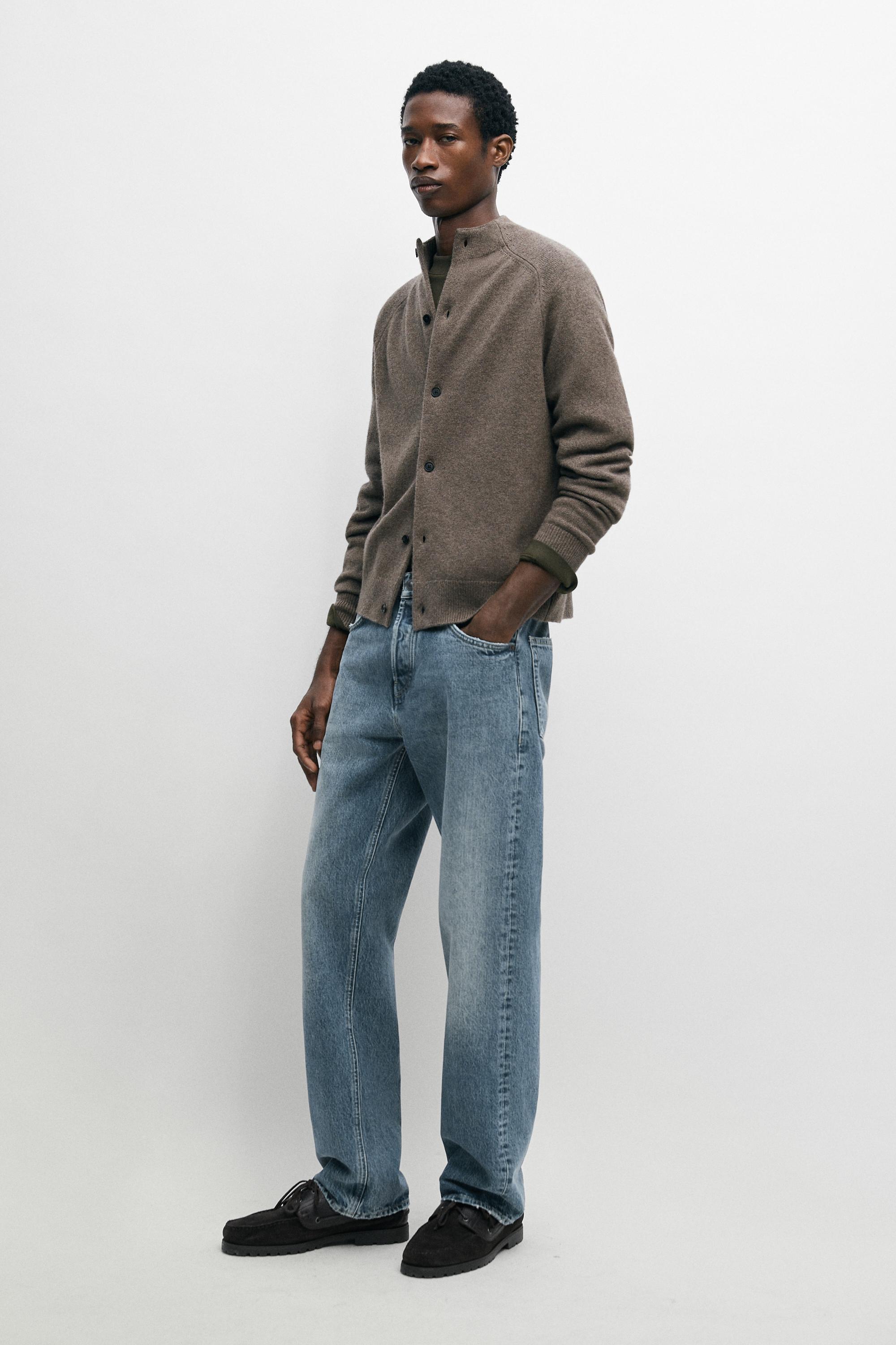 Wool blend mock neck knit cardigan - Mid-mink | ZARA United States