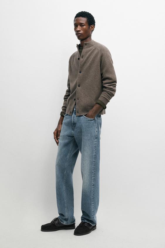 Zara Wool blend mock neck knit cardigan - Mid-mink - Image 0