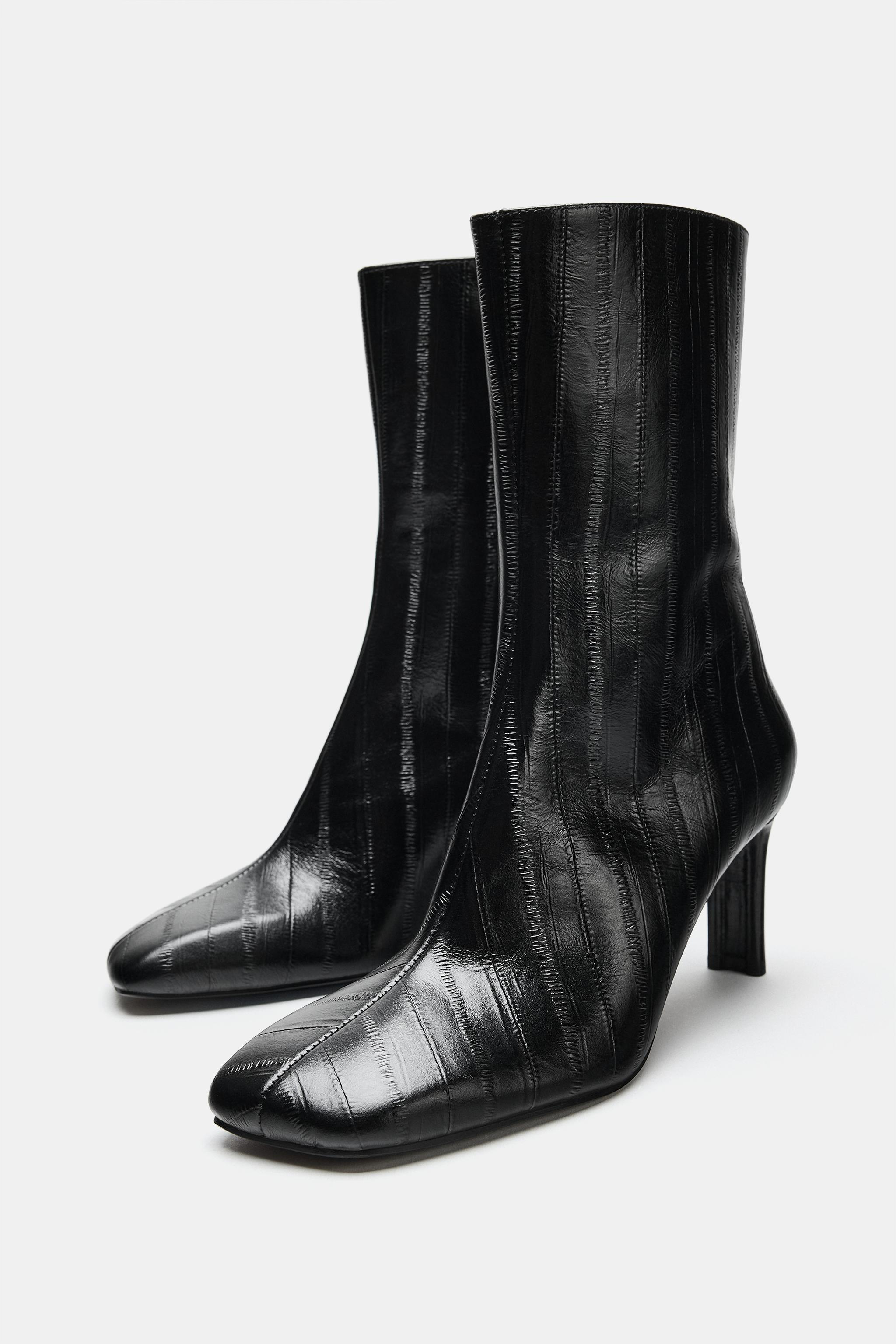 美品‼️ ZARA ザラ リアルレザーサイドジップショートブーツ38 LIMITED EDITION レザーショートブーツ - ブラック | ZARA Japan / 日本