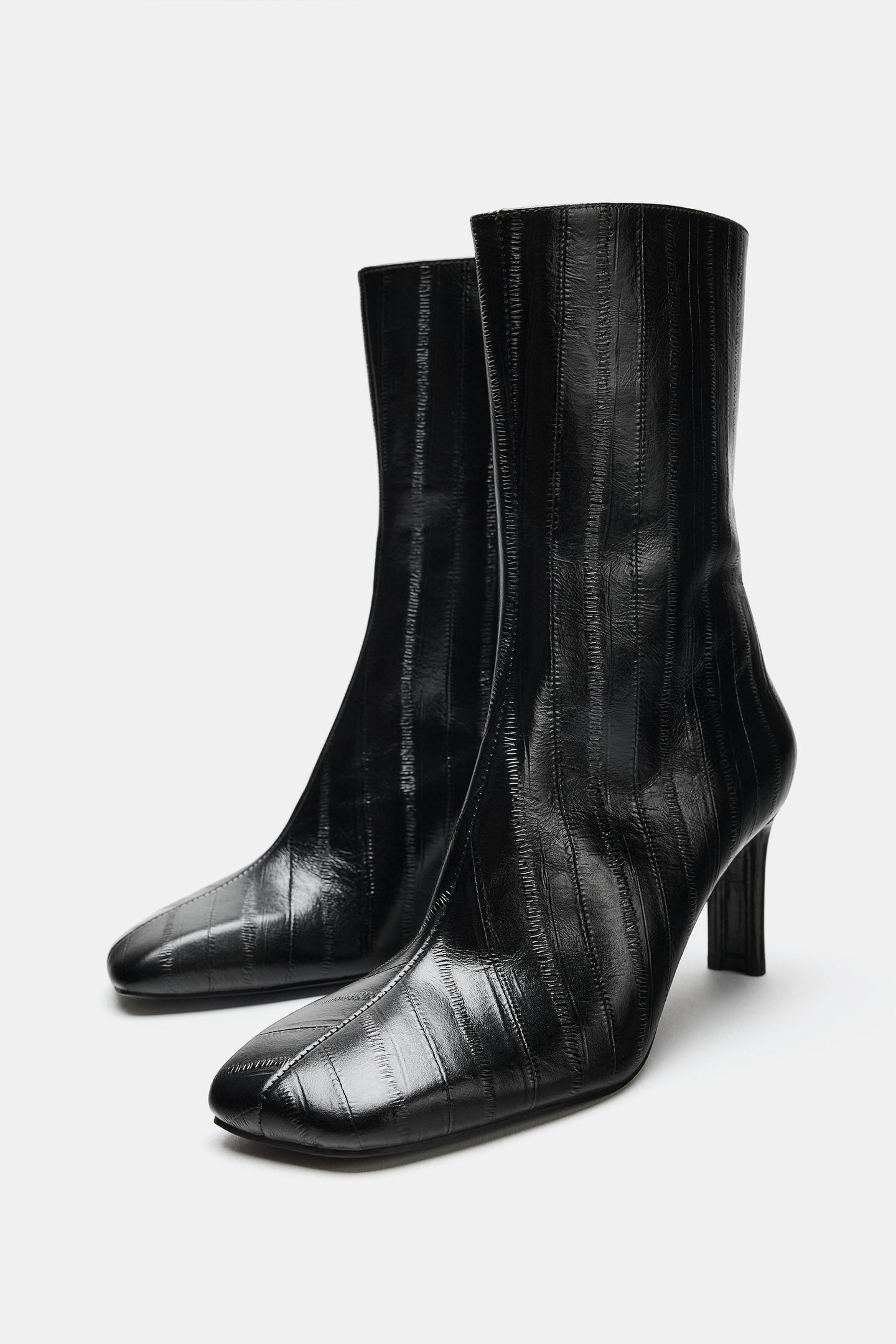 Женские ботинки Zara Limited Edition Leather Ankle, цвет: Чёрный — фото 5