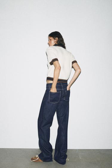 STITCHED KNIT CARDIGAN WITH SHORT SLEEVES - Ecru by Zara - Image 3