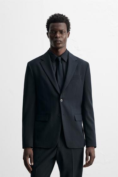 TEXTURED SUIT BLAZER - Navy blue by Zara