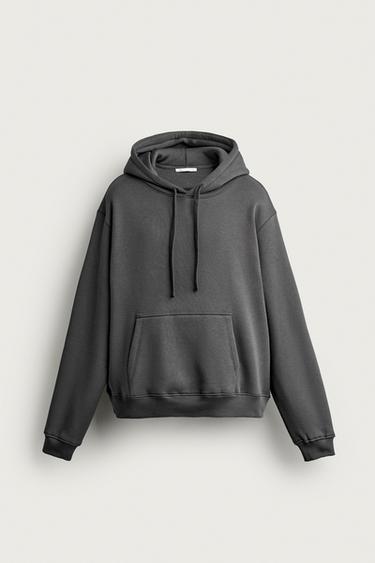 Zara 基本款寬鬆連帽運動衫 - 深無煙煤色