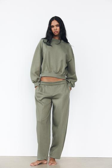 CARROT FIT PLUSH TROUSERS - Khaki by Zara - Image 0