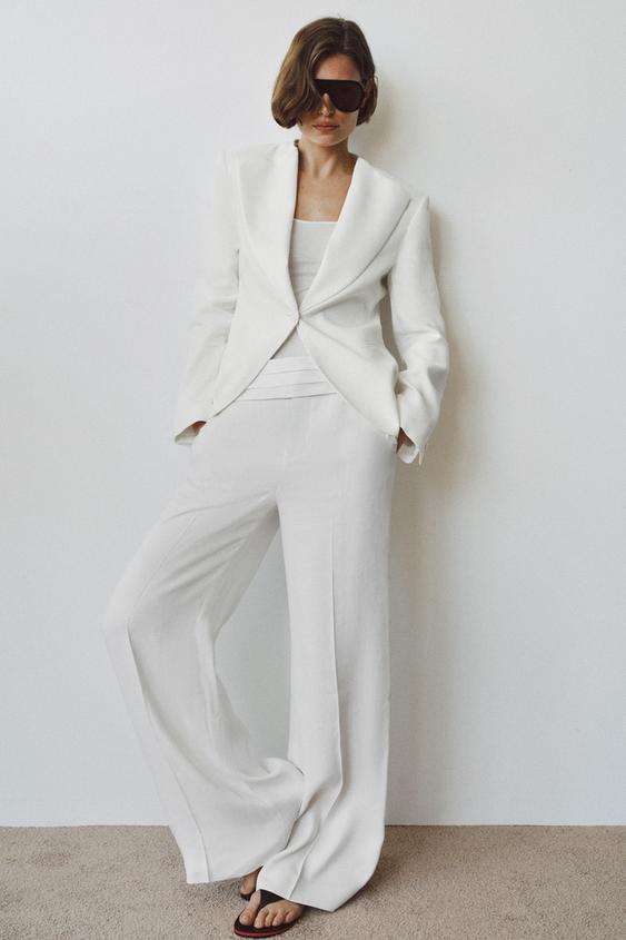 ZARA WOMAN COLLECTION 亞麻晚宴西裝外套 - 白色 | ZARA Taiwan, China / 中國台灣