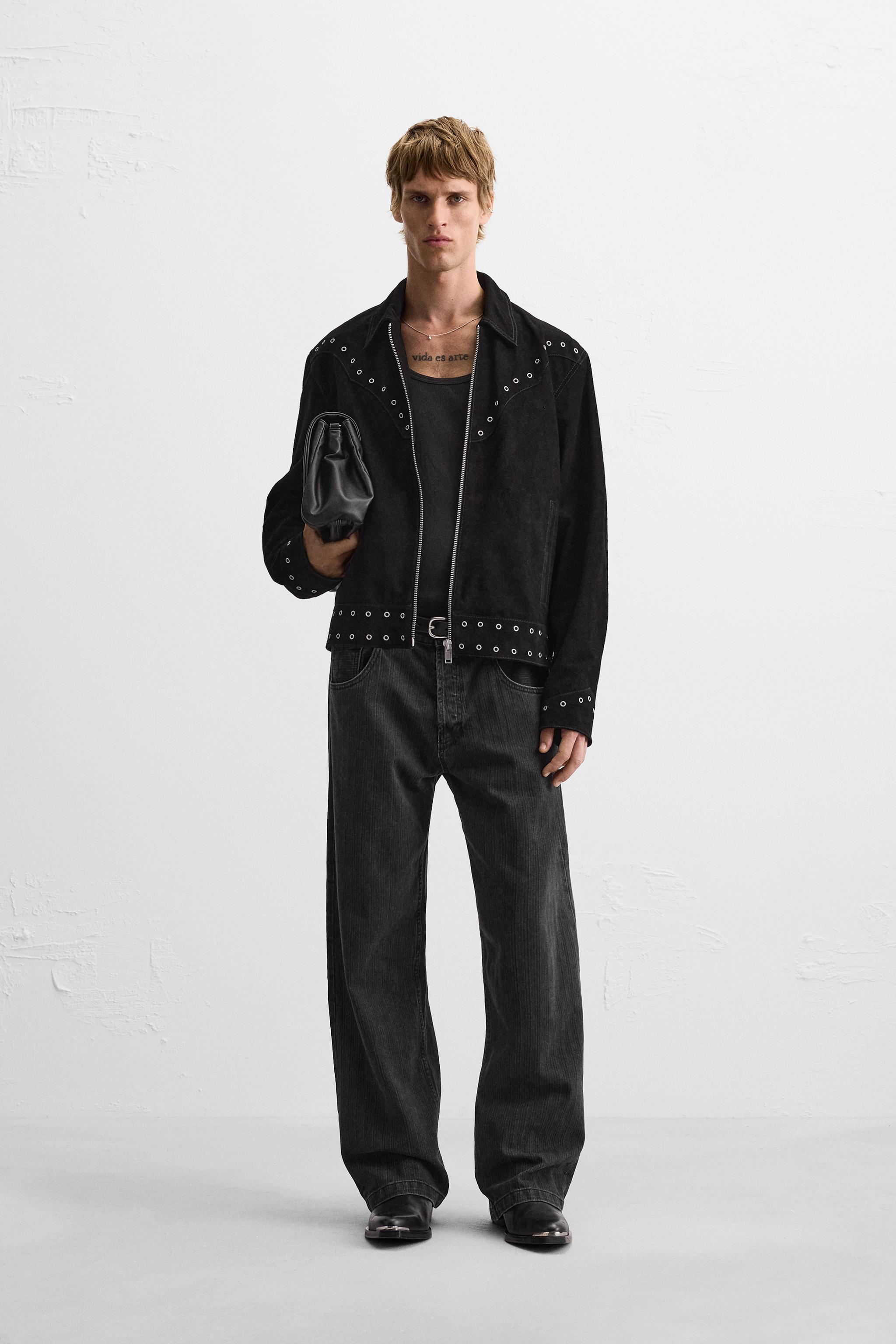 Black suede jacket zara online