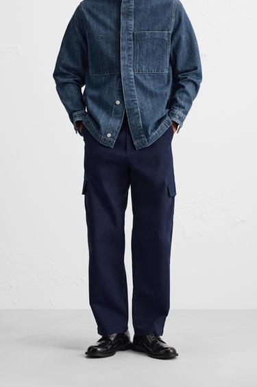 CALÇA CARGO SLIM FIT - Azul da Zara