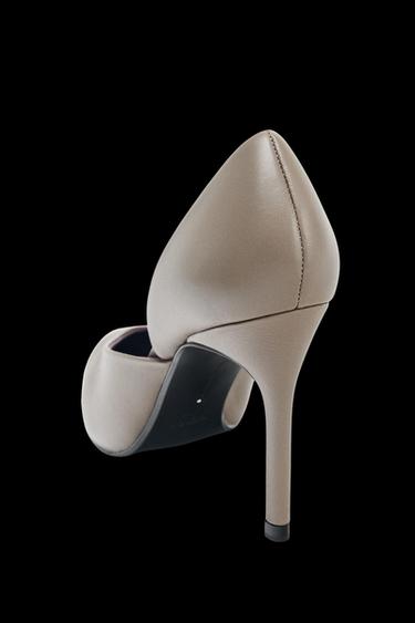 ZAPATO TACÓN ALTO PIEL - Gris Topo de Zara