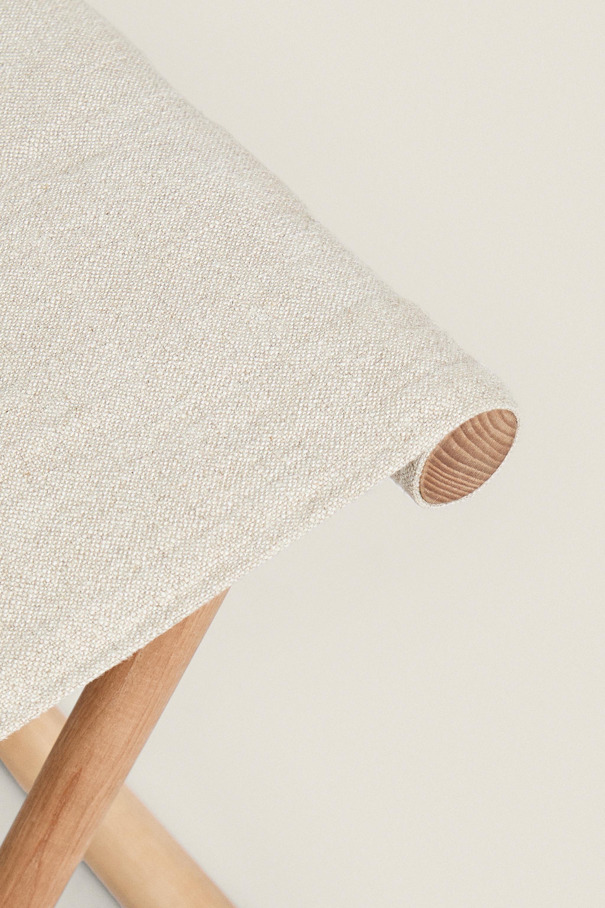 【美品】ZARA 　リネン アッシュ フォールディング スツール 美品】ZARA HOME リネン アッシュ フォールディング スツール