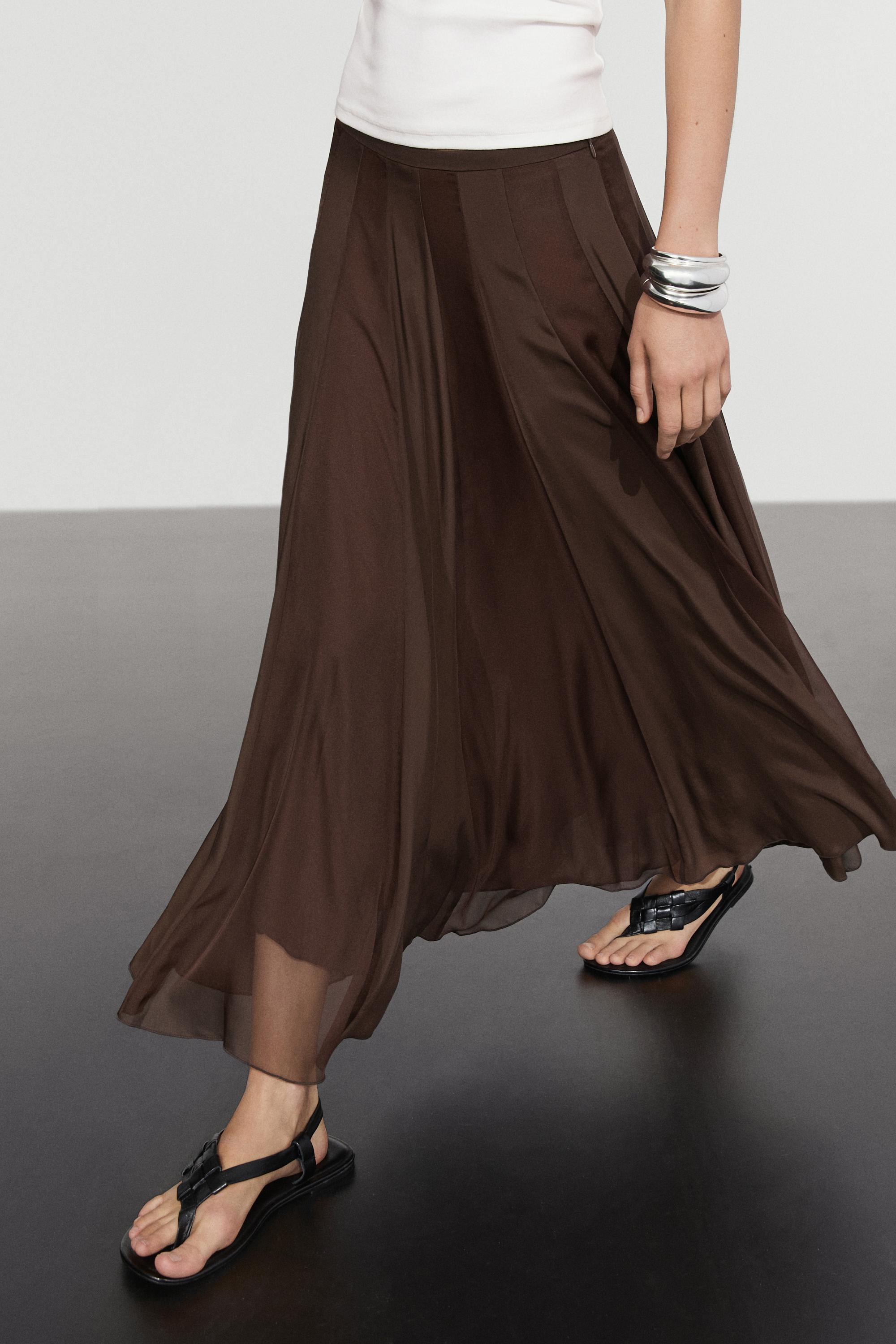 Flowing flared midi skirt