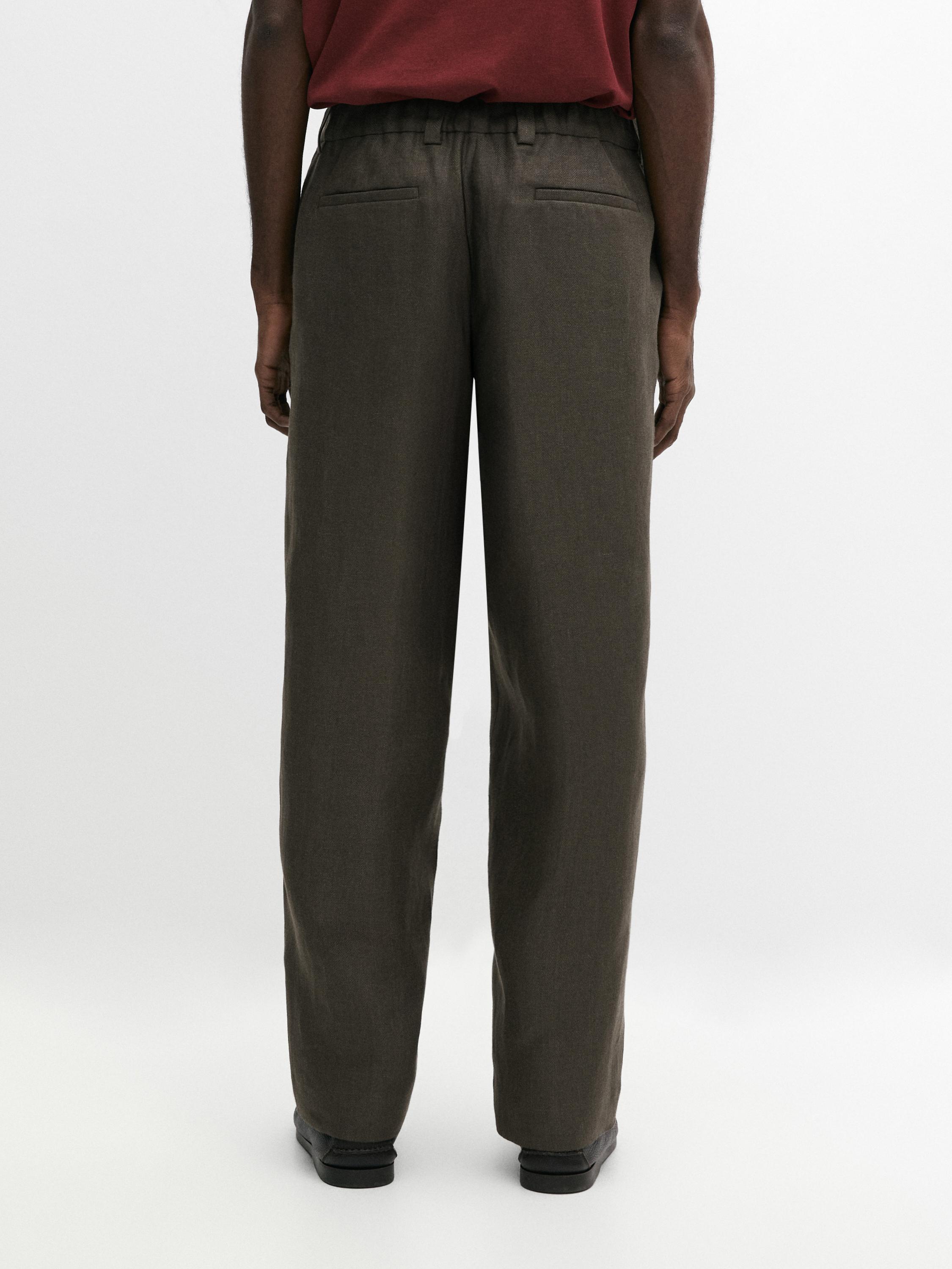 Pantalon à chevrons en lin