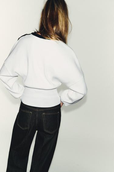 HAUT BOUTONS CANNELÉ - Blanc / Noir de Zara - Image 5