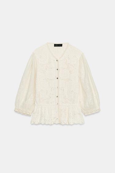 GILET ROMANTIQUE EN MAILLE COMBINÉE - Écru de Zara - Image 5