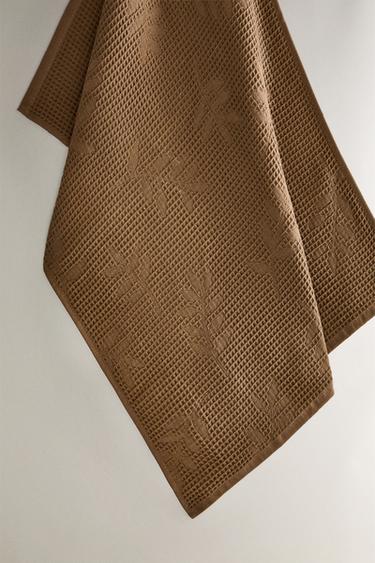 WAFFLE-KNIT TEA TOWEL (SET OF 2) - Brown by Zara