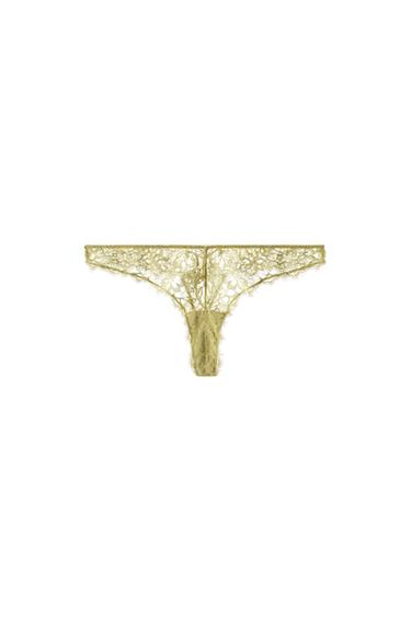 TANGA ENCAJE - Amarillo de Zara