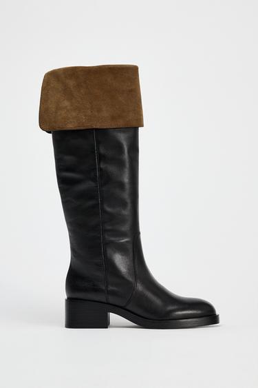 HIGH LEATHER BOOTS - Black by Zara