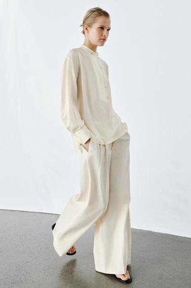100% SILK SHIRT ZW COLLECTION - Ecru by Zara