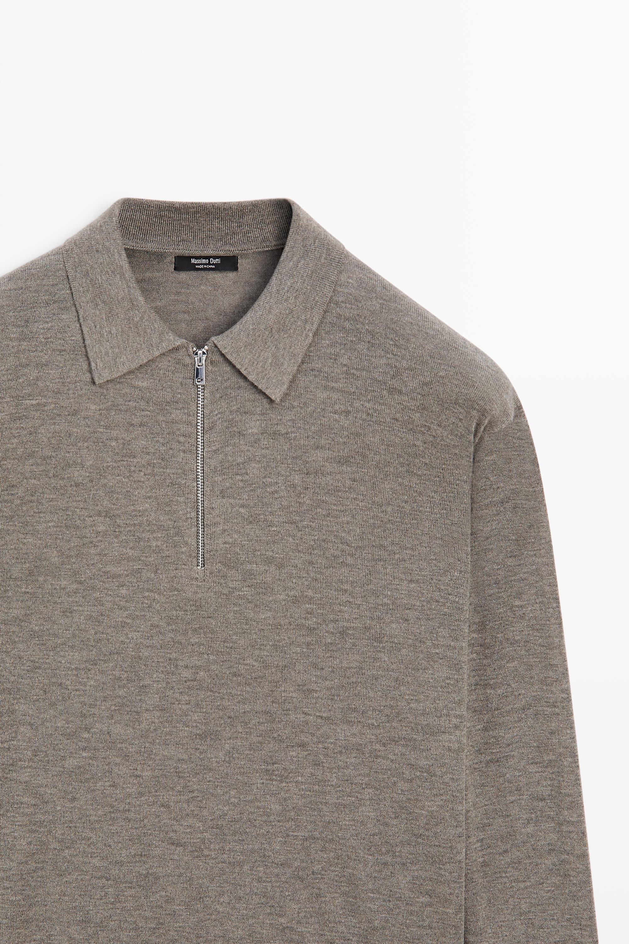 Pull en maille à col zippé et laine