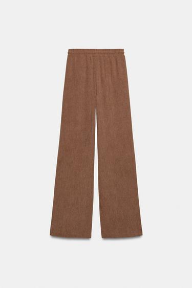 PANTALON DROIT TAILLE ÉLASTIQUE - Marron clair de Zara - Image 6
