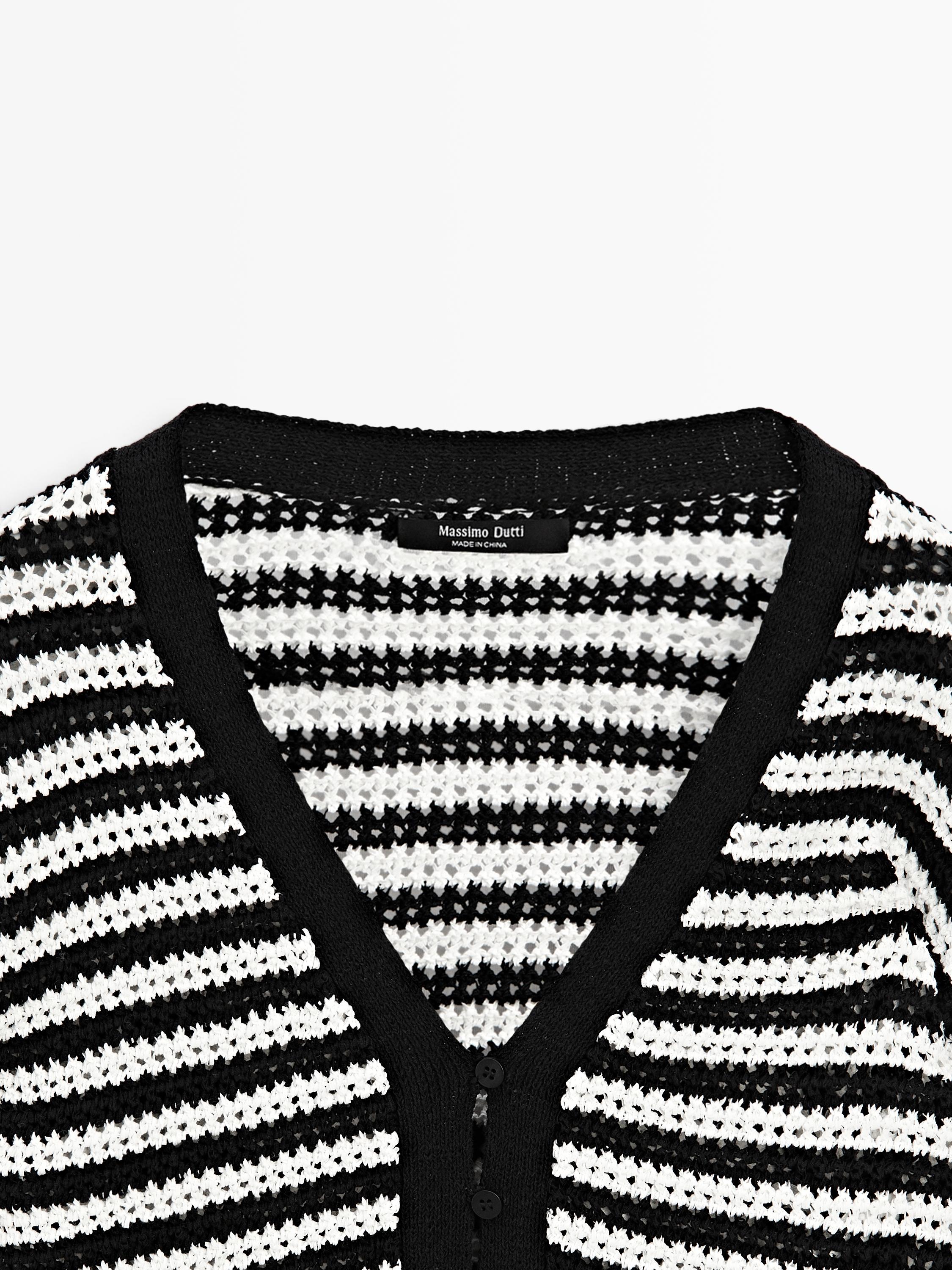 Cardigan en maille à rayures