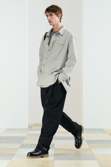 CHCKD SHRT - ecru/khaki by Zara