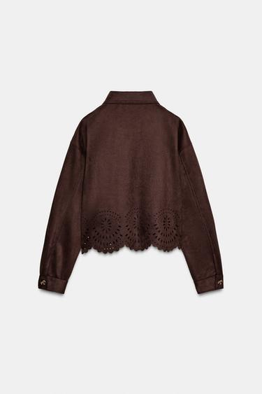 VESTE EFFET DAIM AVEC BAS POINTELLE - Marron de Zara - Image 8