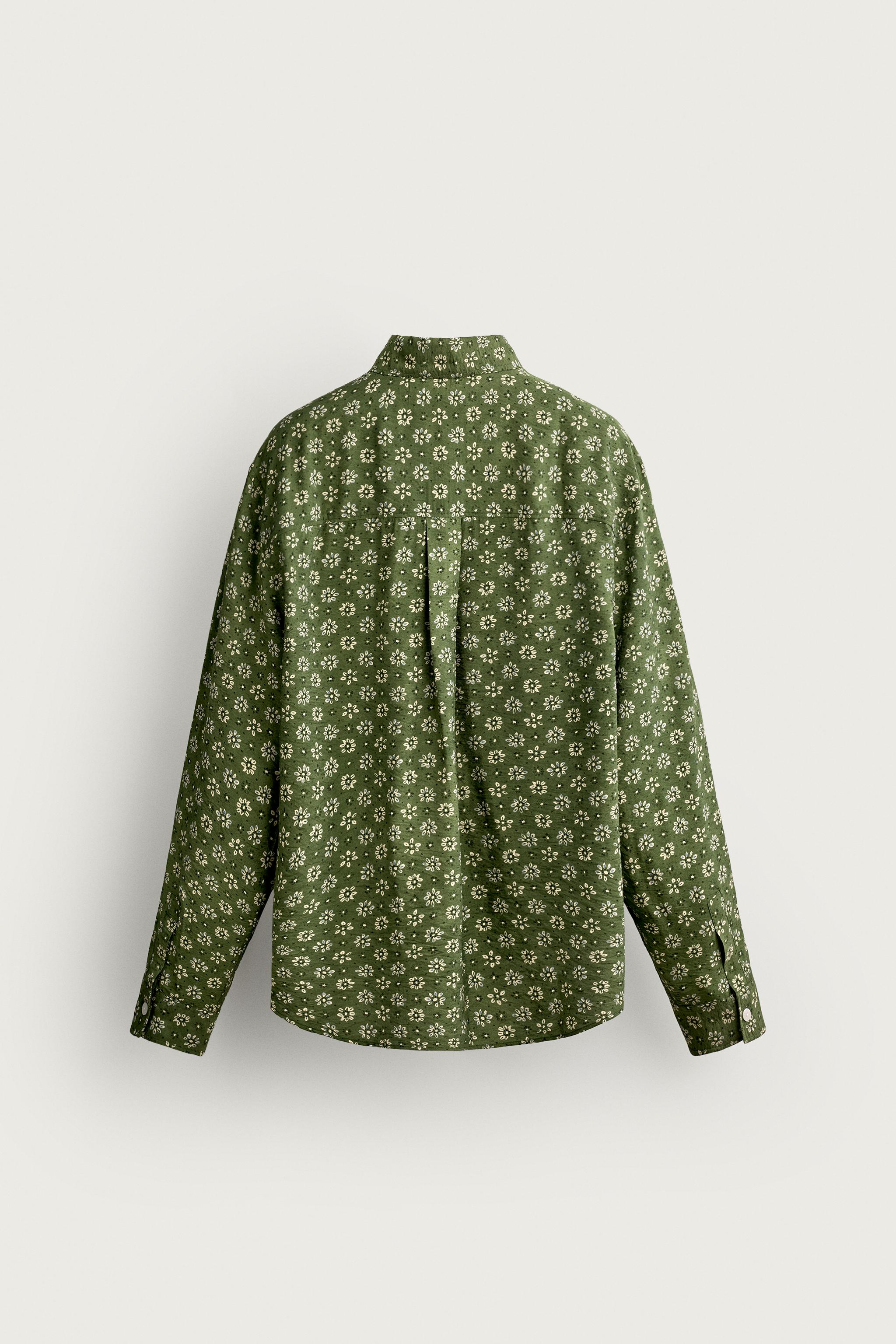 Мужские рубашки Zara FLOWY FLORAL PRINT SHIRT — фото 8