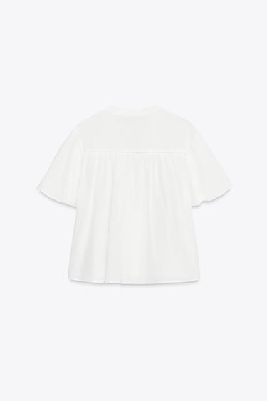 PUFF SLEEVE BLOUSE - White by Zara - Image 7