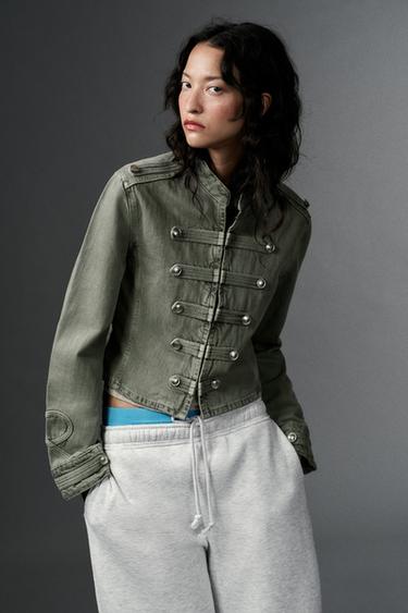 Zara FITTED BUTTON JACKET - Green