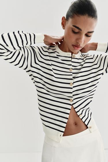 STRIPED KNIT CARDIGAN - striped by Zara